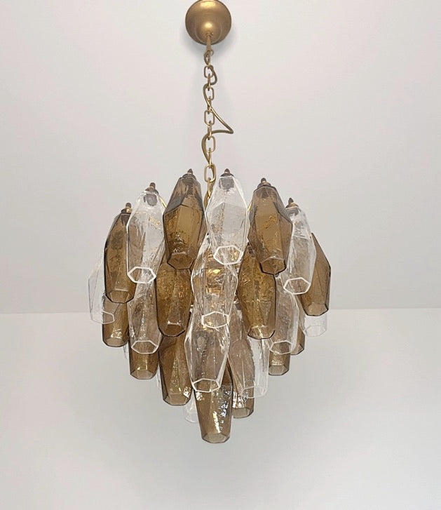 Lampadario Murano – 32 Vetri Poliedri Trasparenti Affumicati – dettaglio 8 – Murano Classics