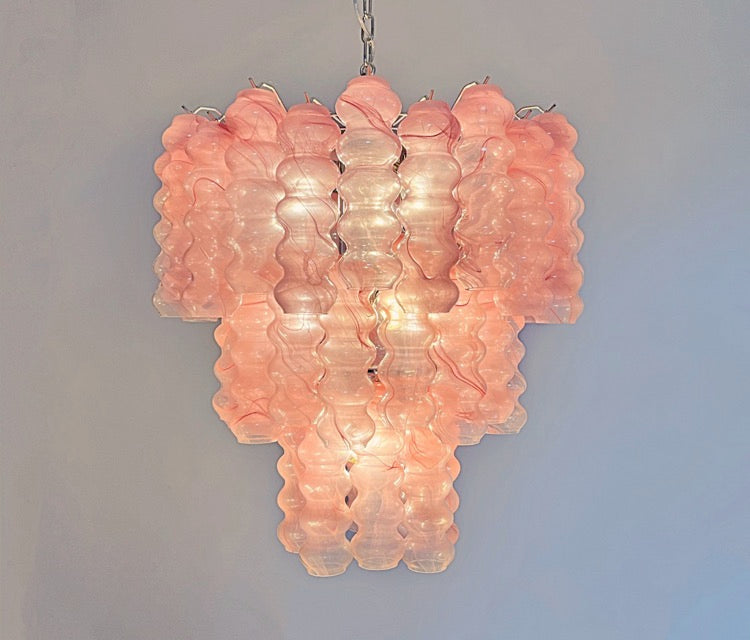 Murano Chandelier – 48 Pink Alabaster Glass Tubes – detail 3 – Murano Classics