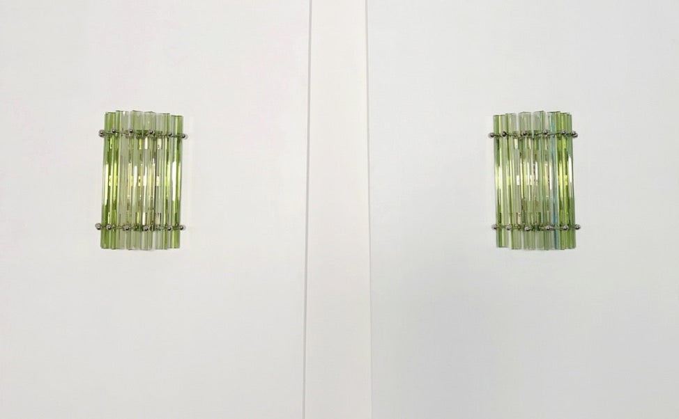 Murano Wall Lamp – 7 Green Prism Glass – Set of 2 – Murano Classics