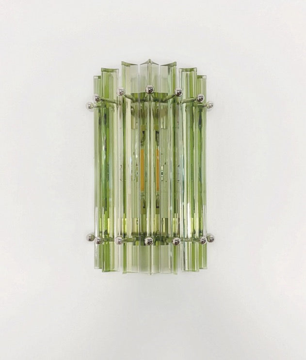 Murano Wall Lamp – 7 Green Prism Glass – Set of 2 – detail 11 – Murano Classics