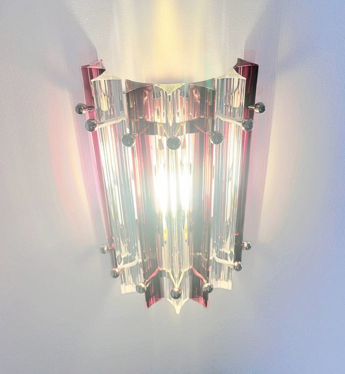 Murano Wall Lamp – 7 Clear Purple Prism Glass – Set of 2 – detail 2 – Murano Classics