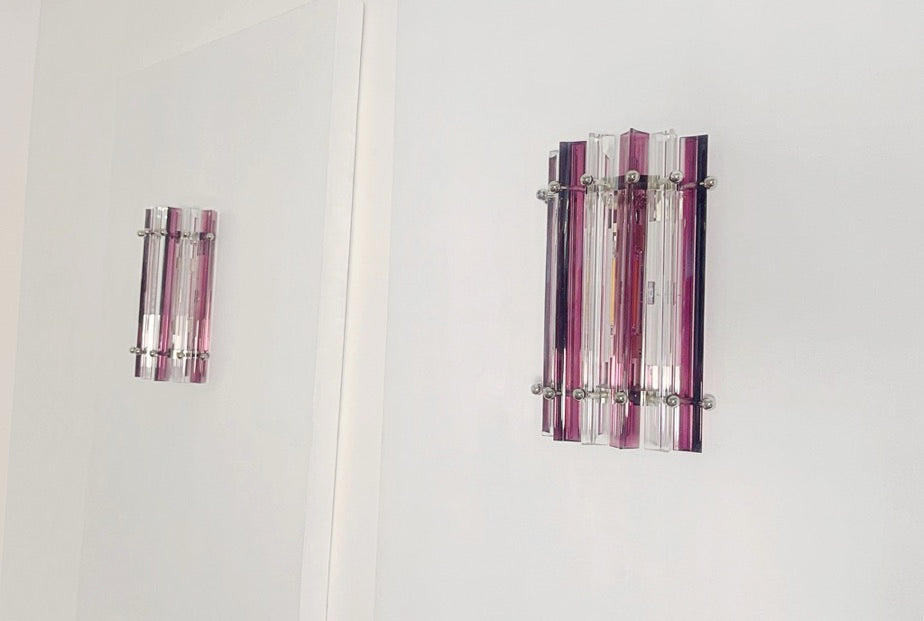Murano Wall Lamp – 7 Clear Purple Prism Glass – Set of 2 – detail 10 – Murano Classics