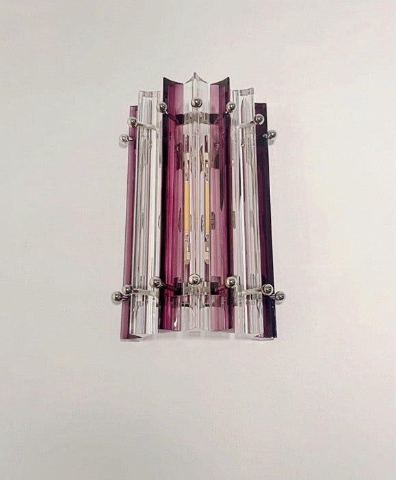 Murano Wall Lamp – 7 Clear Purple Prism Glass – Set of 2 – detail 8 – Murano Classics