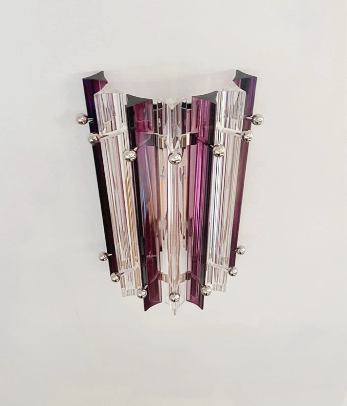 Murano Wall Lamp – 7 Clear Purple Prism Glass – Set of 2 – detail 6 – Murano Classics