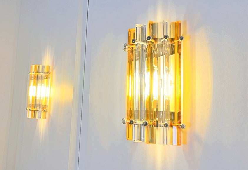 Murano Wall Lamp – 7 Clear Yellow Prism Glass – Set of 2 – detail 5 – Murano Classics