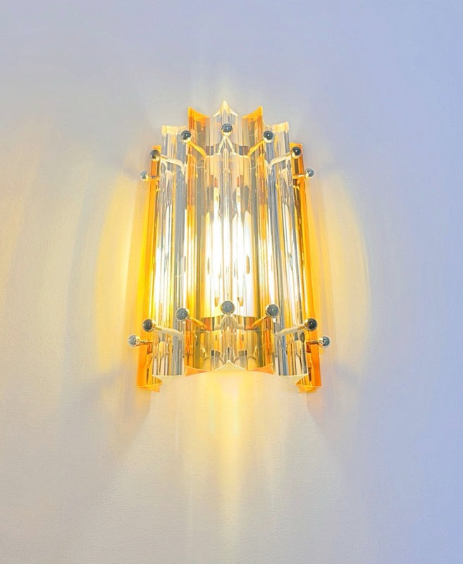 Murano Wall Lamp – 7 Clear Yellow Prism Glass – Set of 2 – detail 3 – Murano Classics