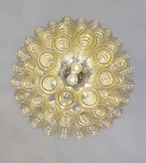 Murano Lysekrone | 48 Klare Gule Rørglass