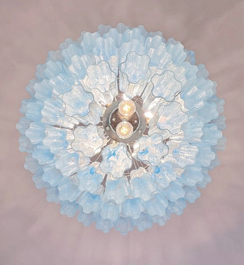 Murano Lysekrone | 80 Blå Alabaster Rørglass