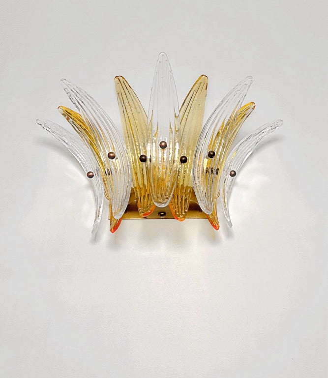 Murano Wall Lamp – 9 Clear Yellow Palmette Glass – Set of 2 – detail 9 – Murano Classics