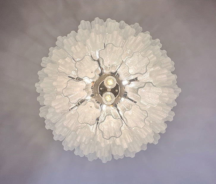 Murano Lysekrone | 80 Hvite Alabaster Rørglass