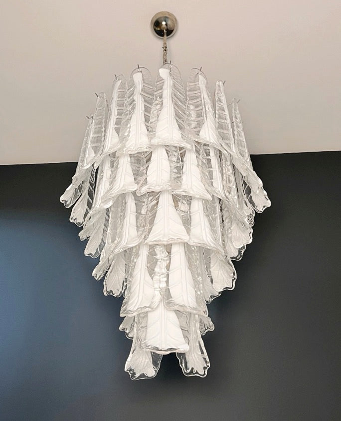 Murano Chandelier – 52 Clear White Lattimo Necktie – detail 11 – Murano Classics