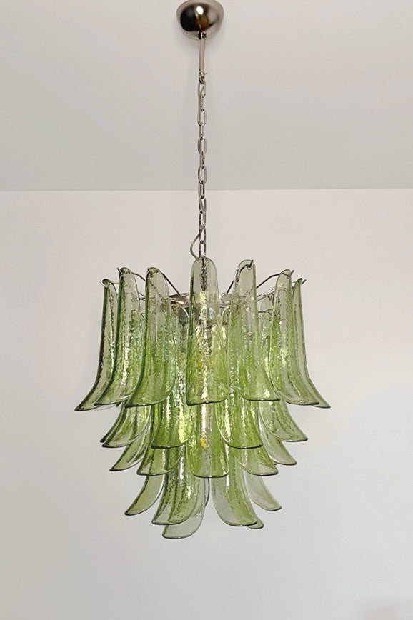 Murano Lysekrone – 41 Grønne Konglebladglass – Murano Classics
