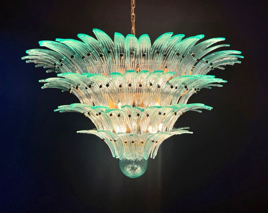 Murano Chandelier – 160 Turquoise Palmette Glass – detail 9 – Murano Classics