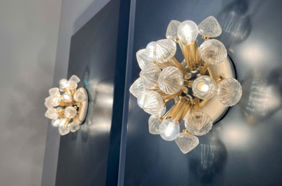Murano Wall Lamp – 16 Clear White Sputnik – Set of 2 – detail 1 – Murano Classics