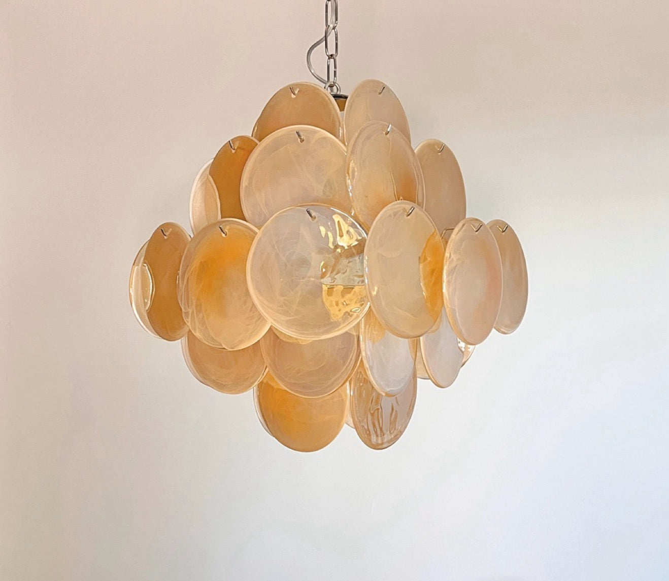 Murano Chandelier – 36 Alabaster Yellow Disc Glass – detail 11 – Murano Classics
