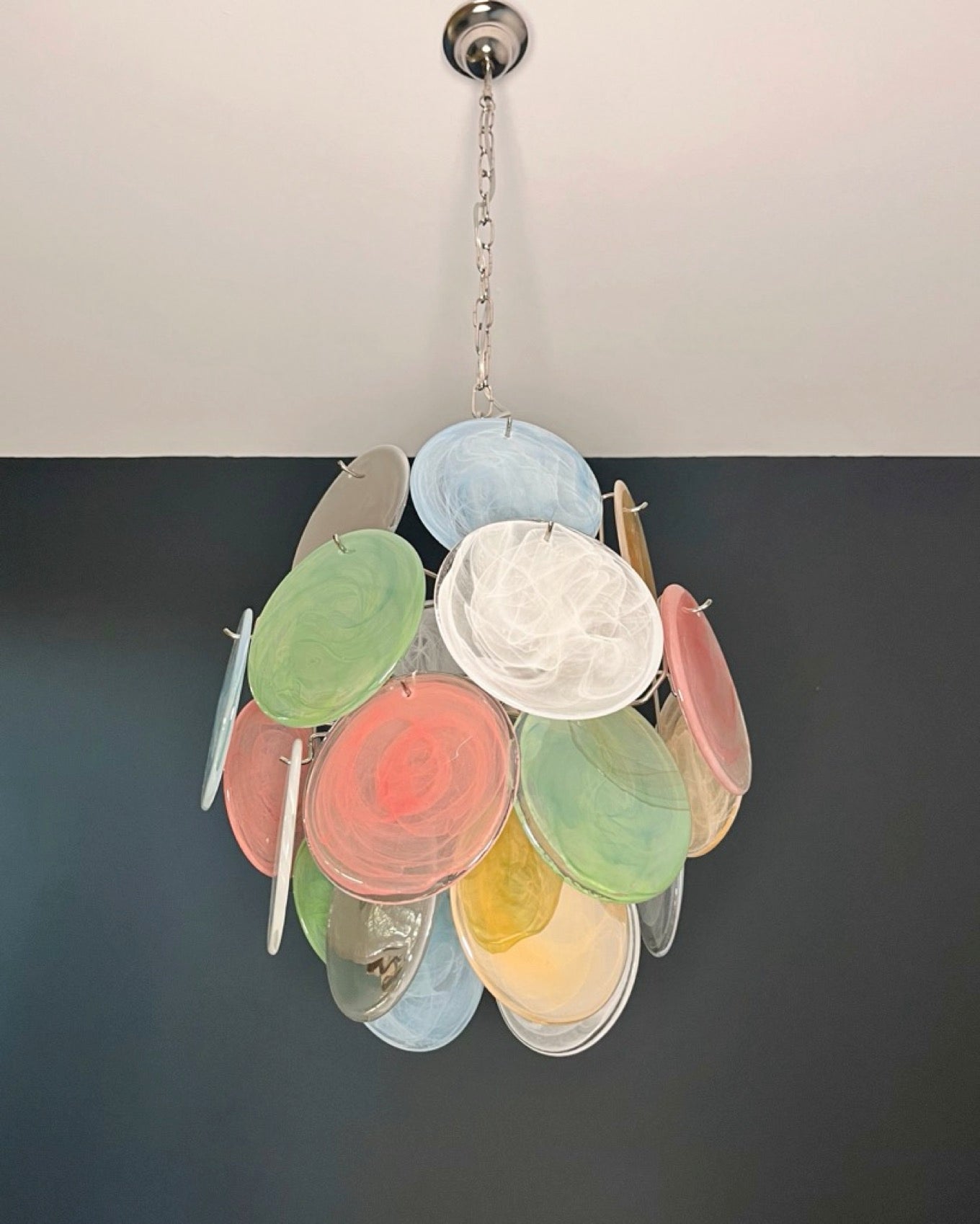 Murano Chandelier – 24 Multicoloured Alabaster Disc Glass – detail 11 – Murano Classics