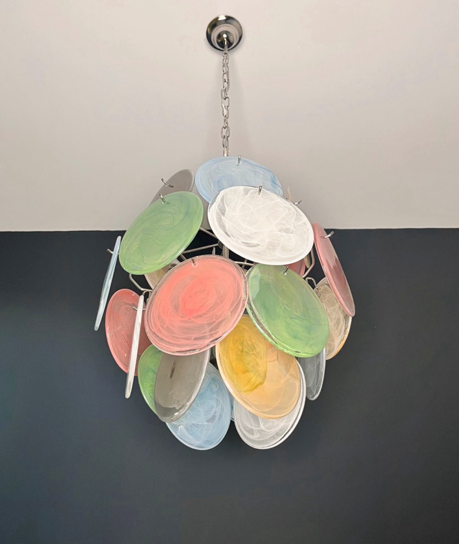 Murano Chandelier – 24 Multicoloured Alabaster Disc Glass – detail 10 – Murano Classics