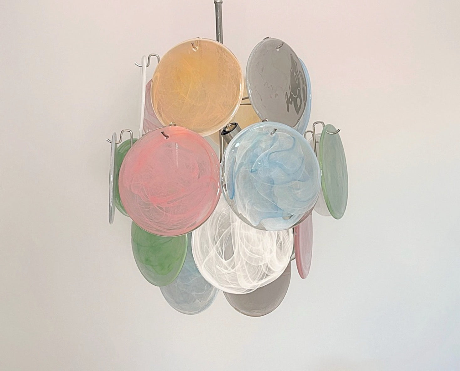 Murano Chandelier – 24 Multicoloured Alabaster Disc Glass – detail 9 – Murano Classics