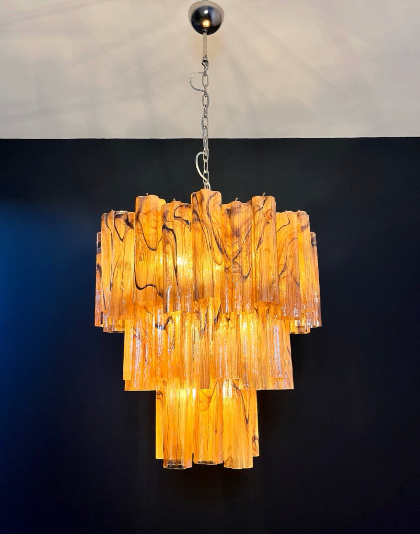 Murano Chandelier – 48 Yellow Alabaster Black Tube Glass – detail 9 – Murano Classics