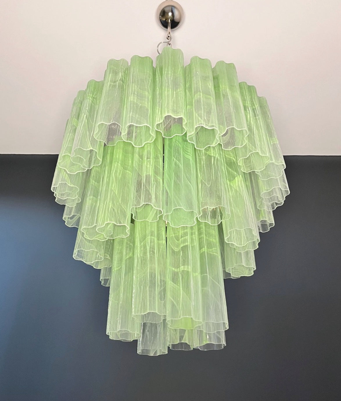 Murano Chandelier – 48 Green Alabaster Glass Tubes – detail 9 – Murano Classics