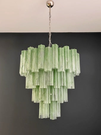 Murano Chandelier – 80 Green Alabaster Tube Glass – Murano Classics