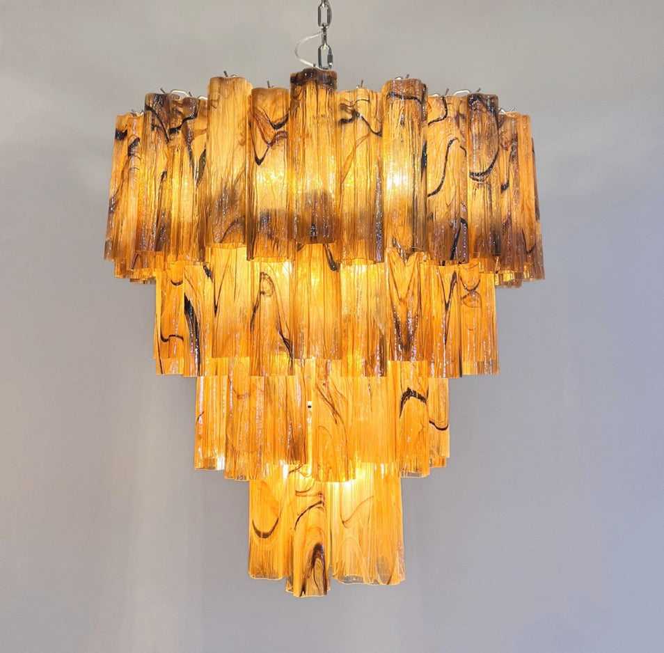 Murano Chandelier – 80 Yellow Alabaster Black Tube Glass – detail 3 – Murano Classics