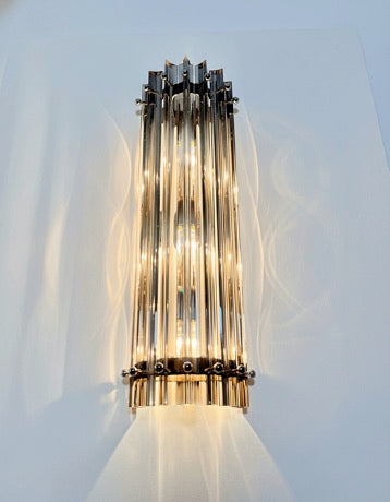 Murano Wall Lamp – 7 Clear Smoked Prism Glass – Set of 2 – detail 4 – Murano Classics