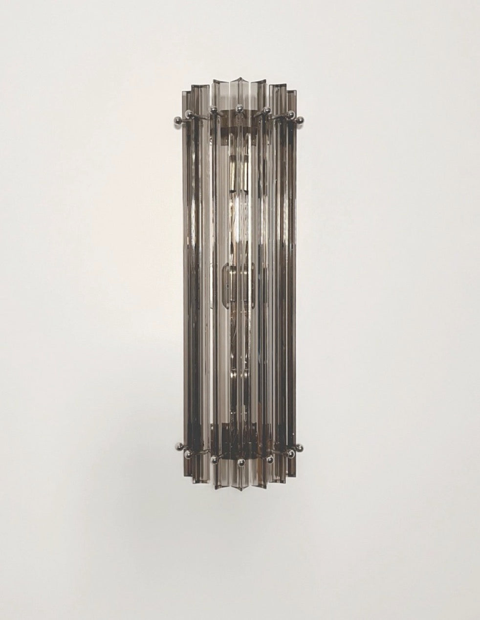 Murano Wall Lamp – 7 Clear Smoked Prism Glass – Set of 2 – detail 11 – Murano Classics