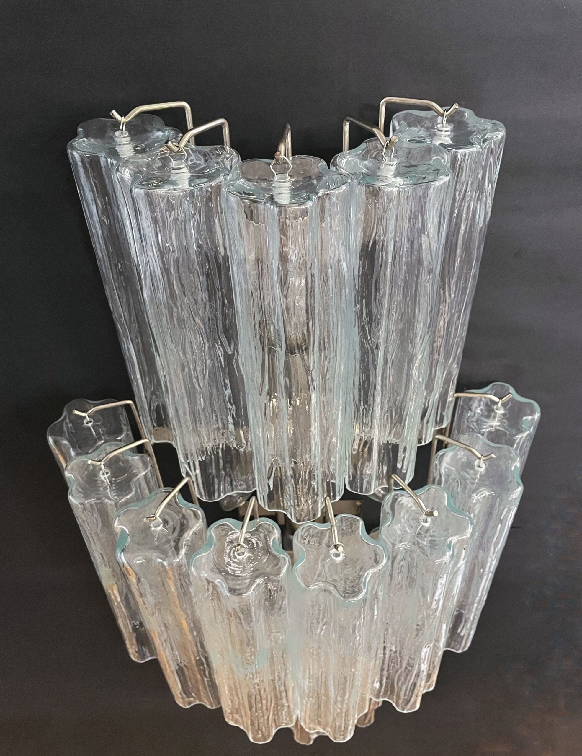 Murano Vegglampe | 18 Klare Prismeglass | 1 par