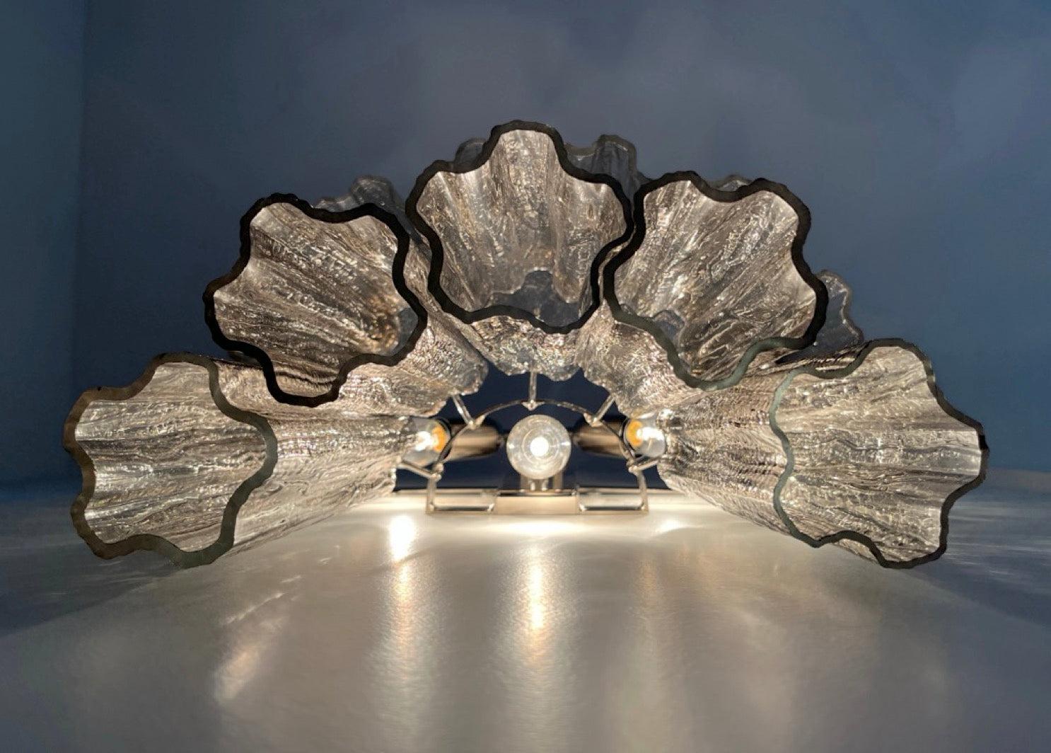 Fantastic pair of Murano Glass Tube wall sconces – 13 smoked glass tube