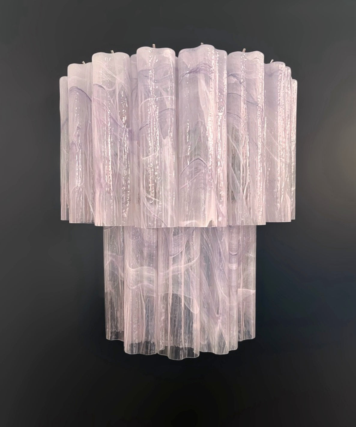 Fantastic pair of Murano Glass Tube wall sconces – 13 lilla alabaster glass tube