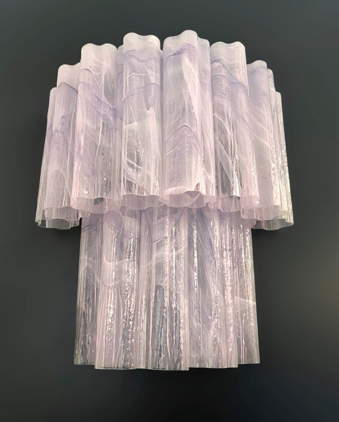 Fantastic pair of Murano Glass Tube wall sconces – 13 lilla alabaster glass tube