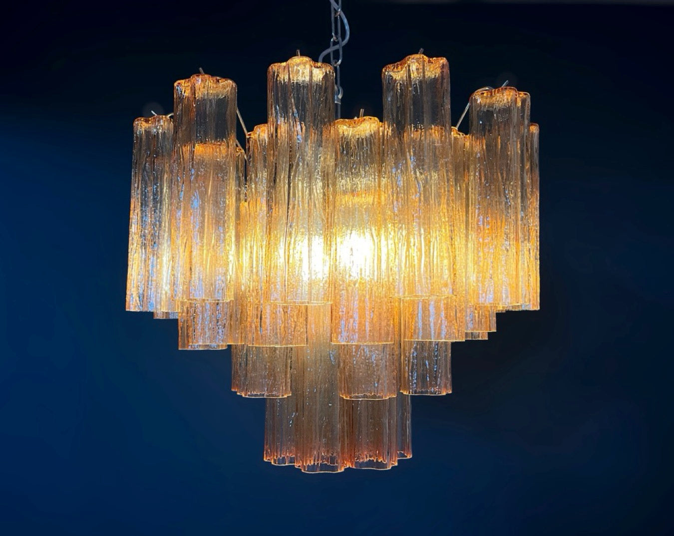 Fantastic Murano Glass Tube Chandelier – 36 tobacco glass tube