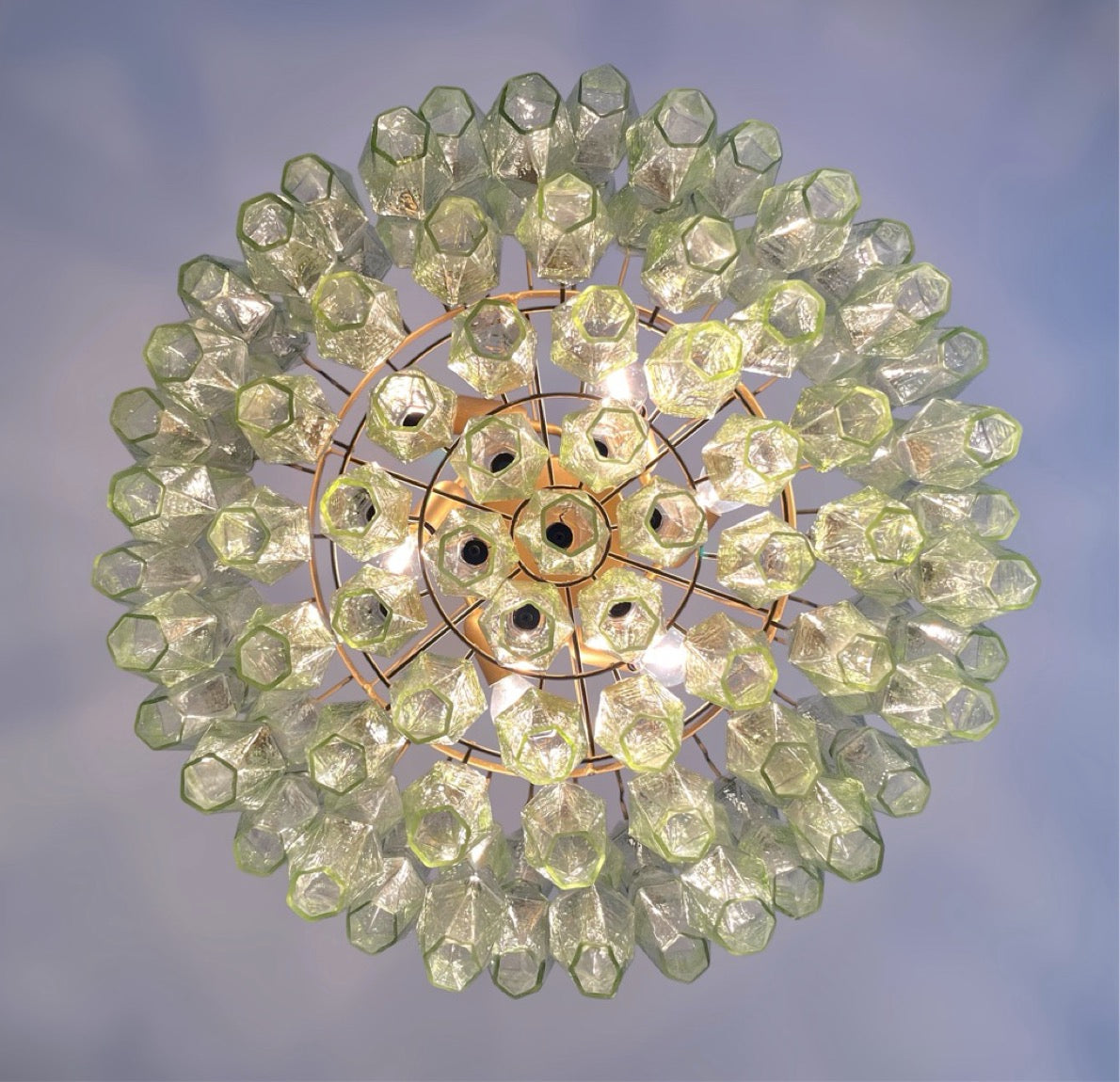 Amazing Murano glass Candelier – 107 green poliedri