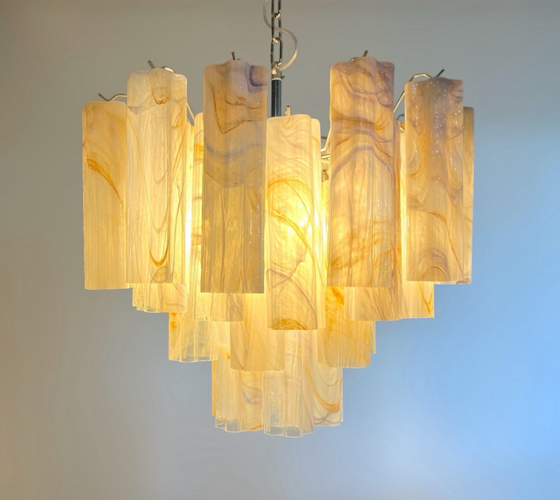 Fantastic Glass Tube Chandelier – 36 alabaster wisteria glasses