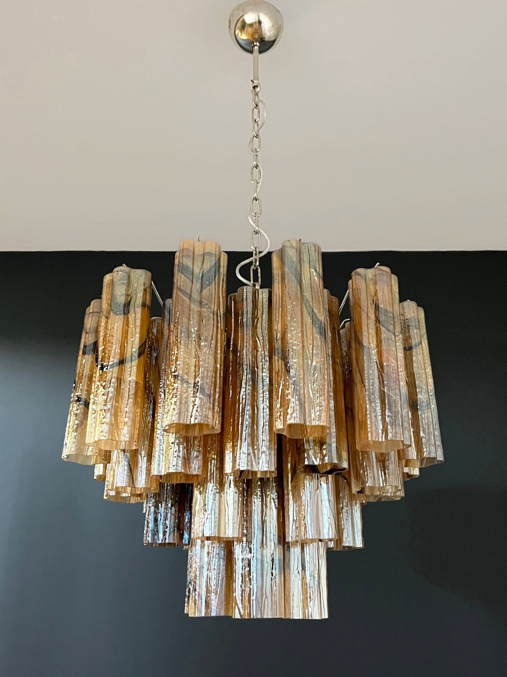 Fantastic Glass Tube Chandelier – 36 amber black glasses