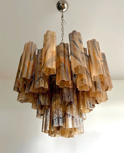 Fantastic Glass Tube Chandelier – 36 amber black glasses
