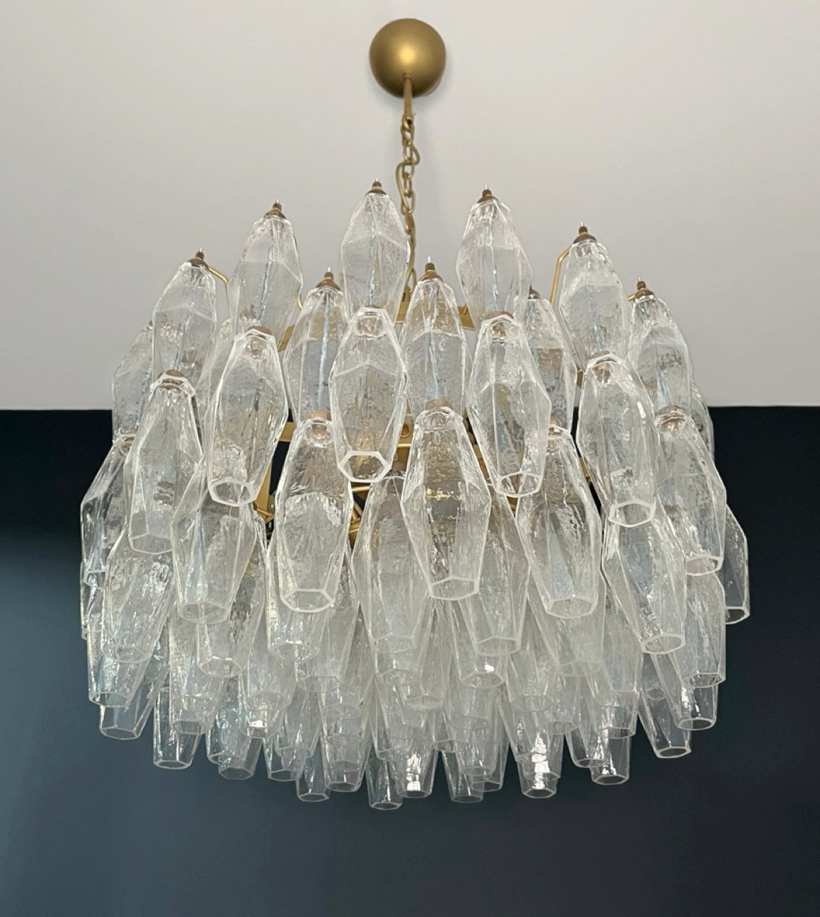 Amazing Murano glass Candelier – 107 clear poliedri