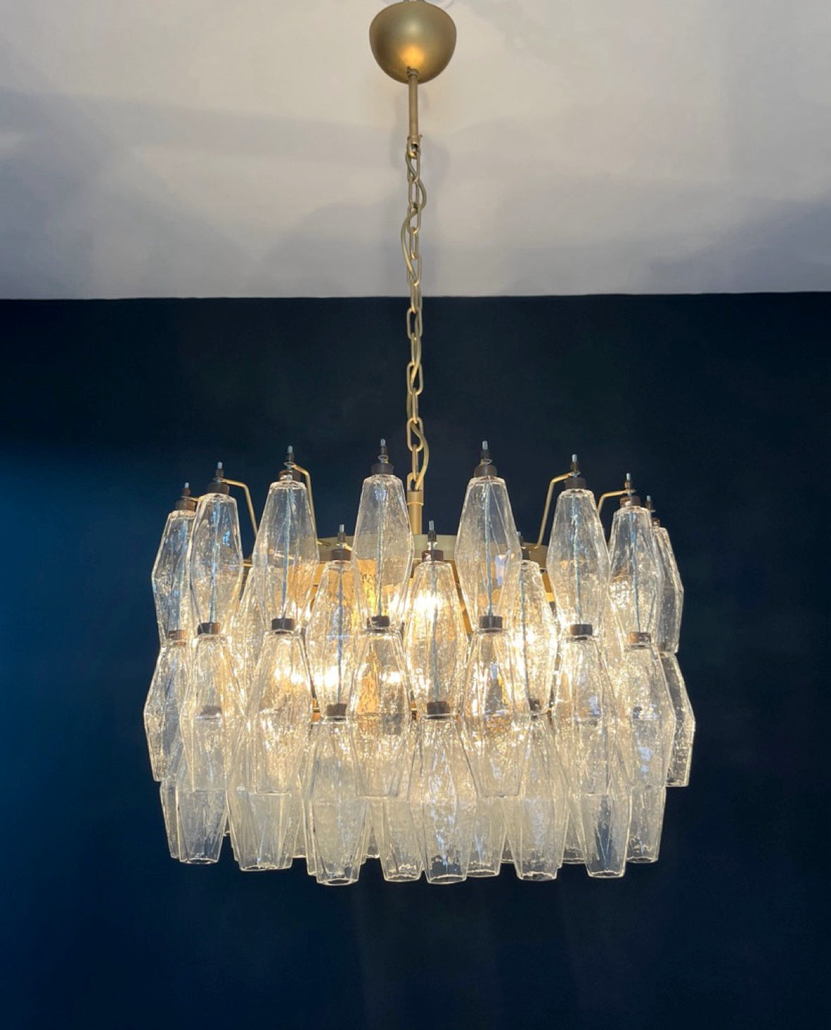 Amazing Murano glass Candelier – 107 clear poliedri