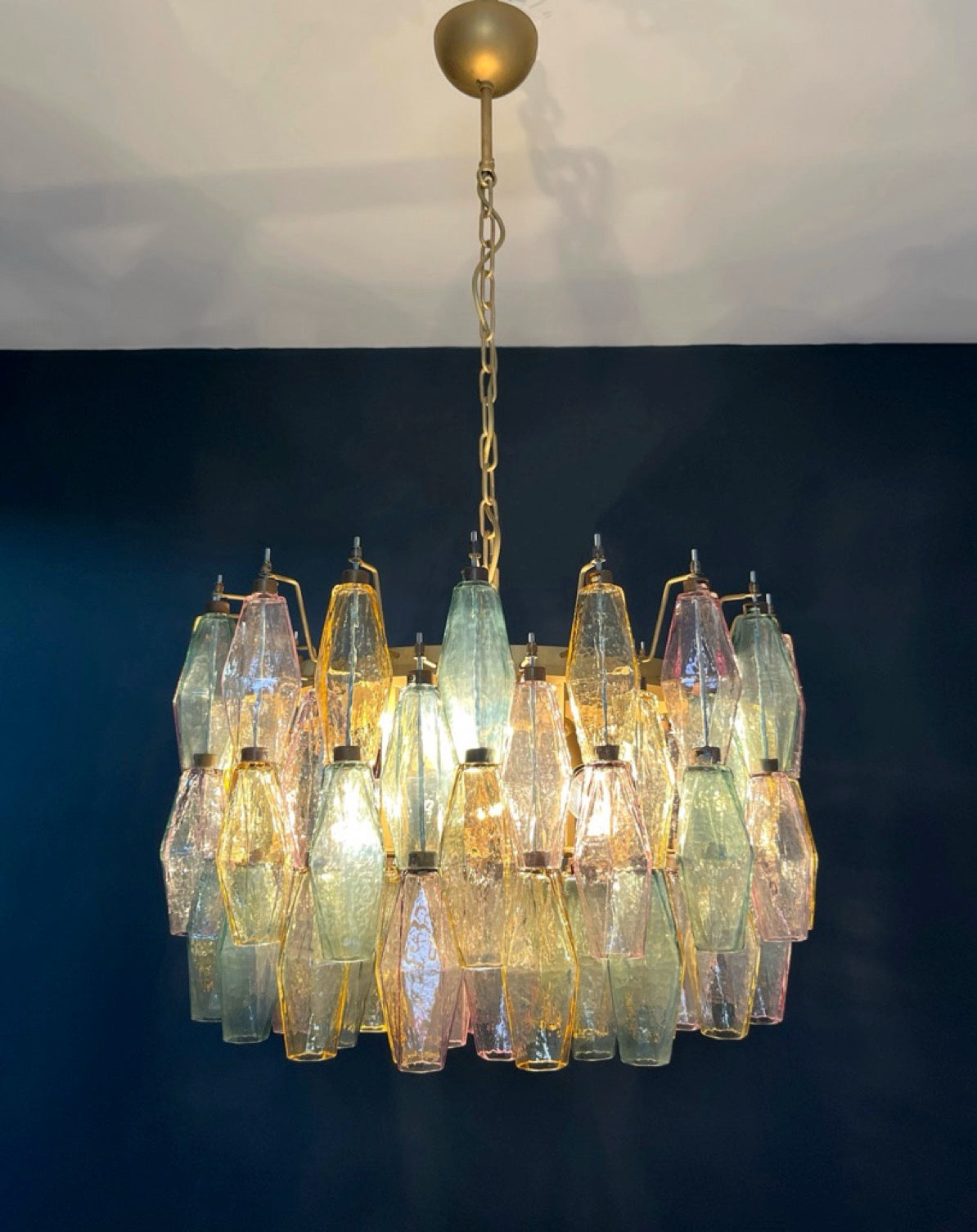 Amazing Murano glass Candelier – 107 multicolored poliedri