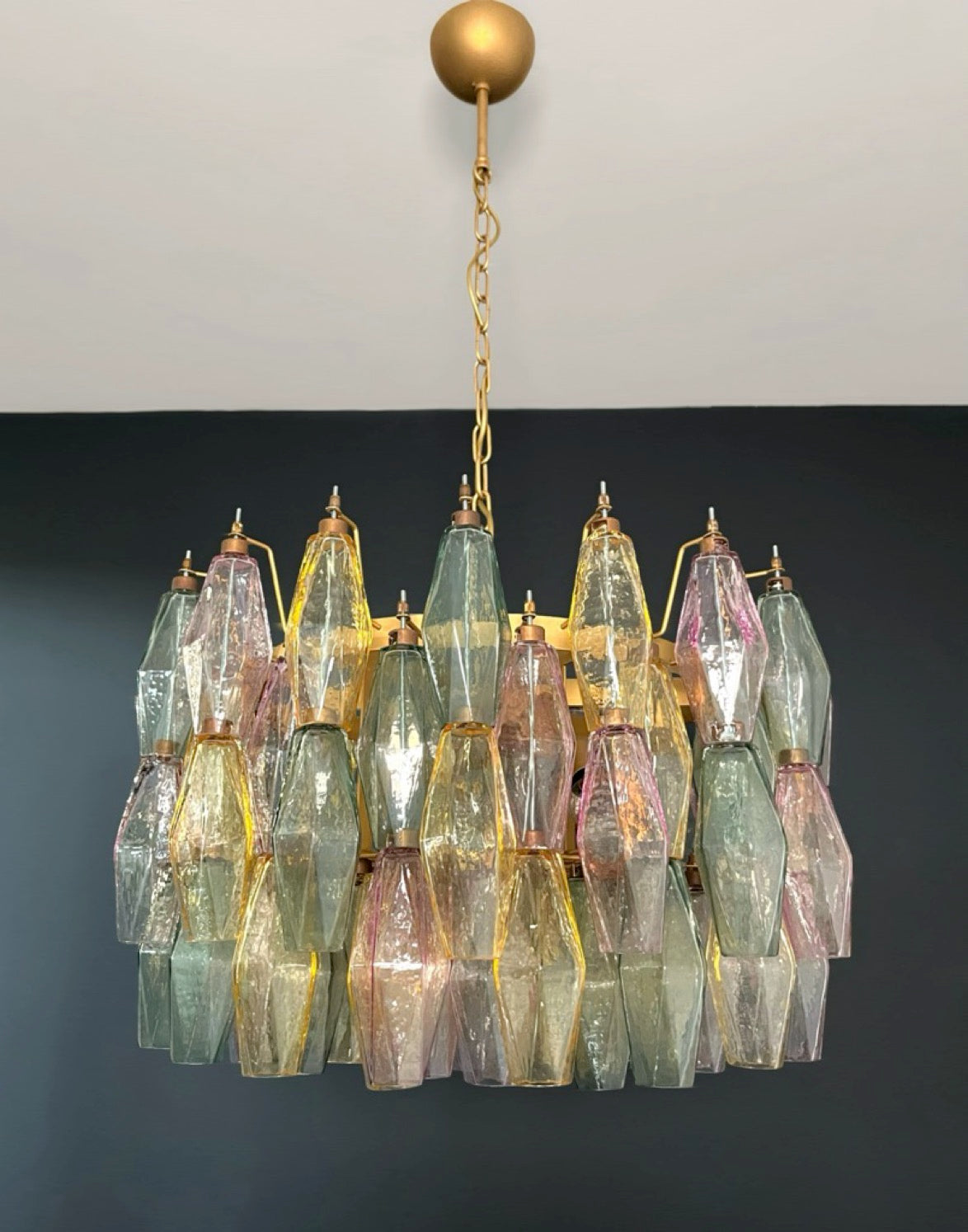 Amazing Murano glass Candelier – 107 multicolored poliedri