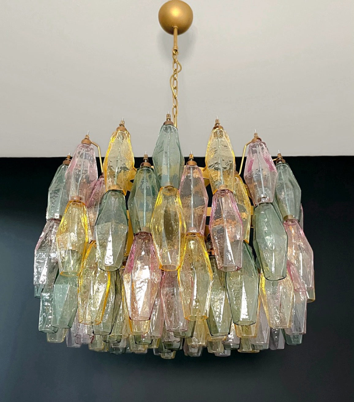 Amazing Murano glass Candelier – 107 multicolored poliedri