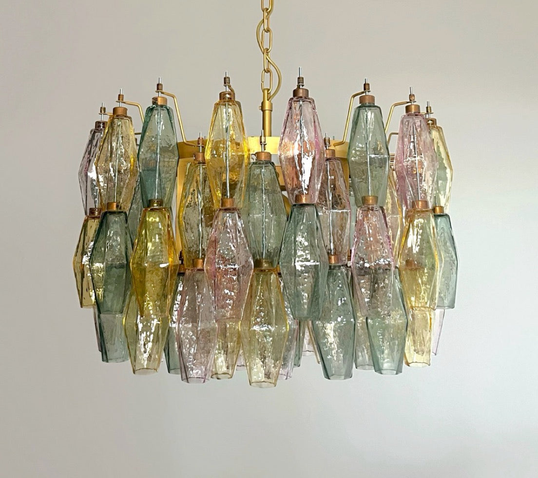 Amazing Murano glass Candelier – 107 multicolored poliedri