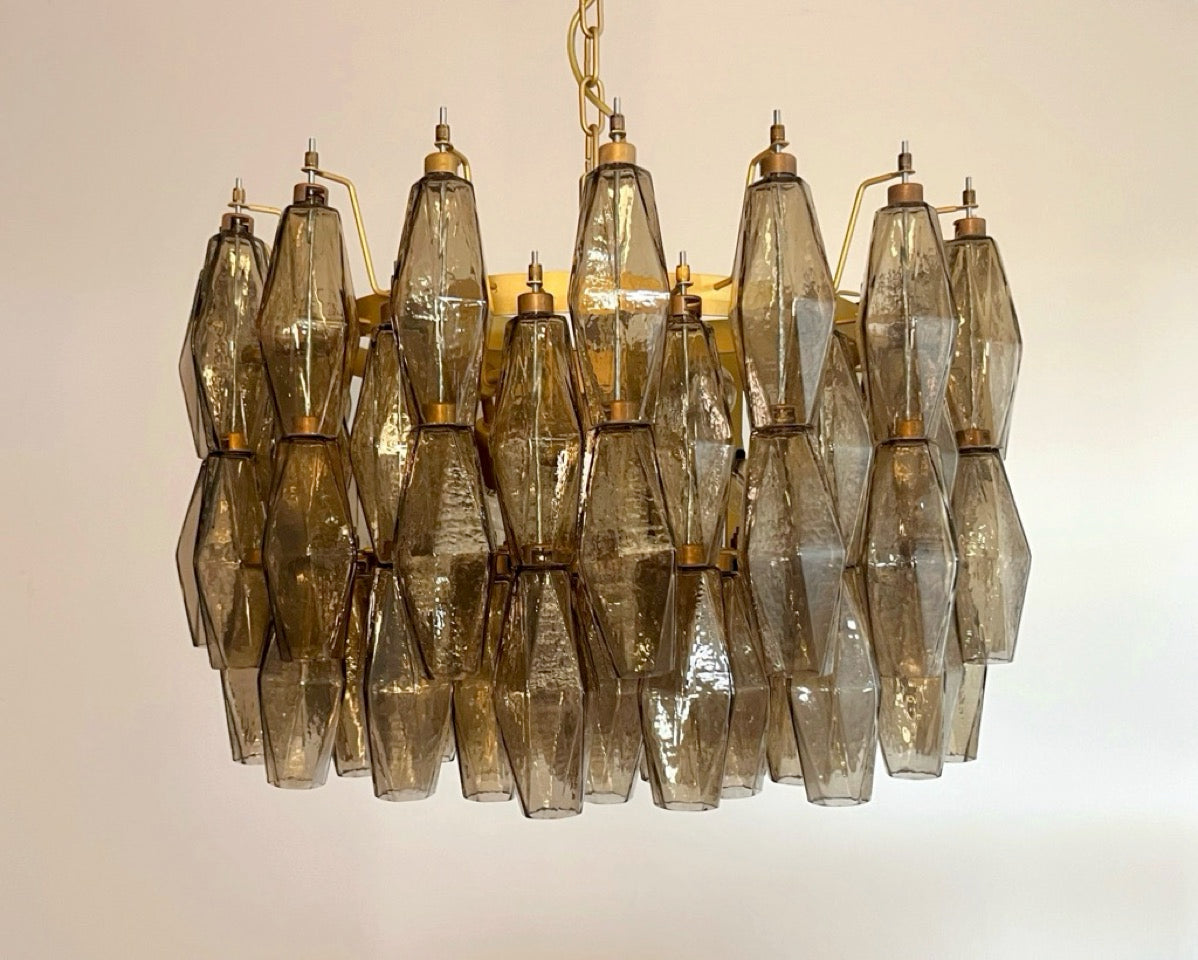 Amazing Murano glass Candelier – 107 smoked poliedri
