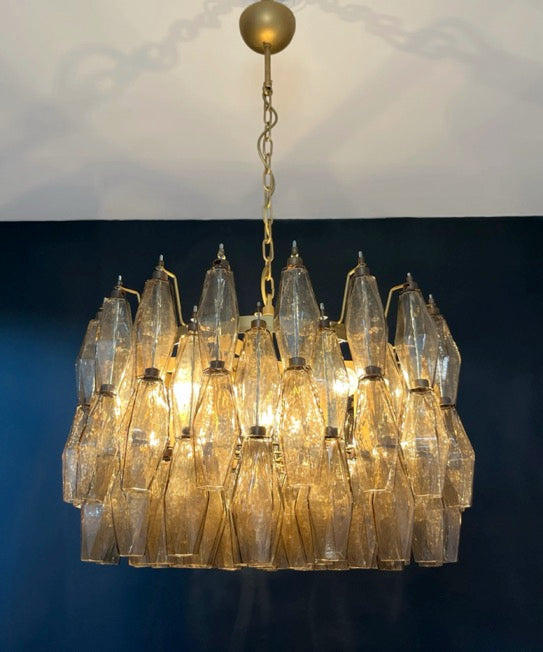 Amazing Murano glass Candelier – 107 smoked poliedri