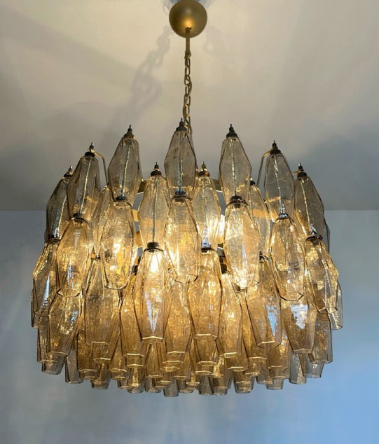 Amazing Murano glass Candelier – 107 smoked poliedri