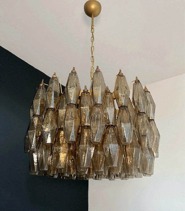 Amazing Murano glass Candelier – 107 smoked poliedri