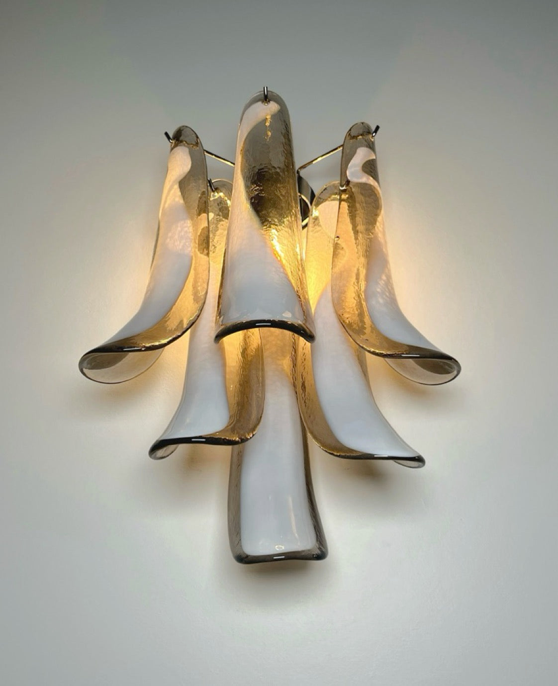 Pair of Vintage Italian Murano wall lights – smoked glass petals