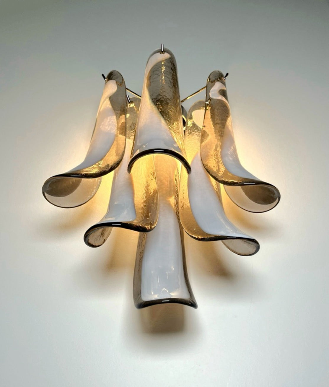 Pair of Vintage Italian Murano wall lights – smoked glass petals