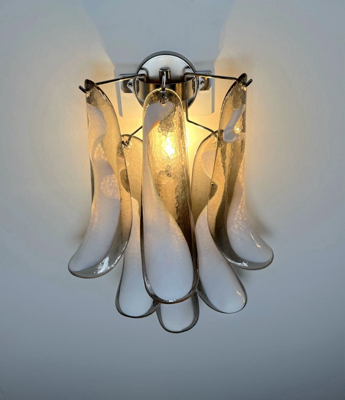 Pair of Vintage Italian Murano wall lights – smoked glass petals